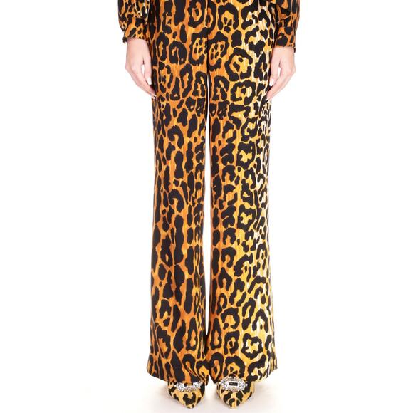 LIBERTINE LEOPARDO SILK WIDE LEG TROUSERS - Picture 1 of 10
